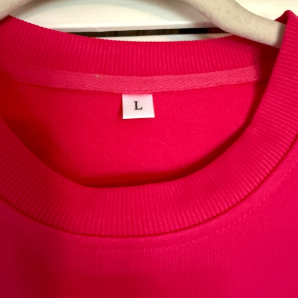 NWOT Chic Love Letter Print Crew Neck Sweatshirt - Pink - Picture 5 of 6